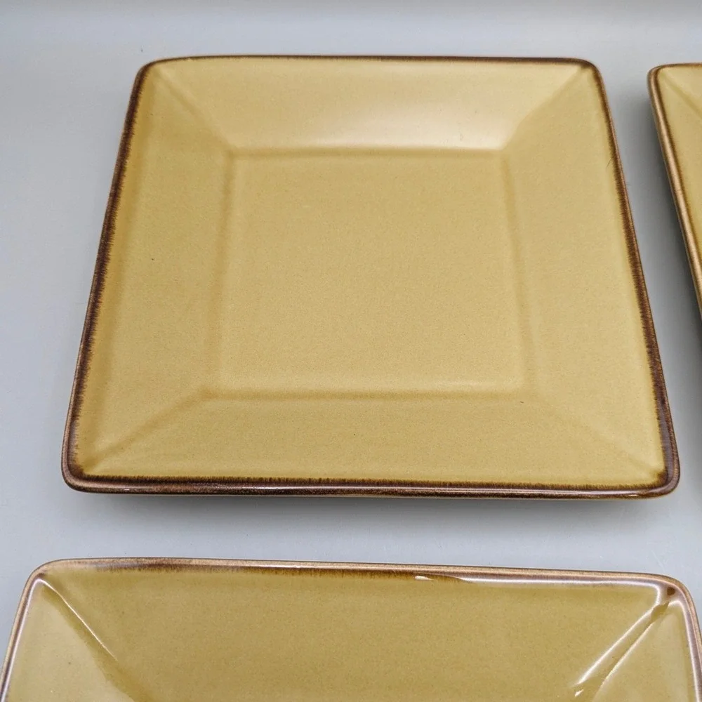 Pottery Barn Asian Squares 4 Dish Set Gold Yellow - 6